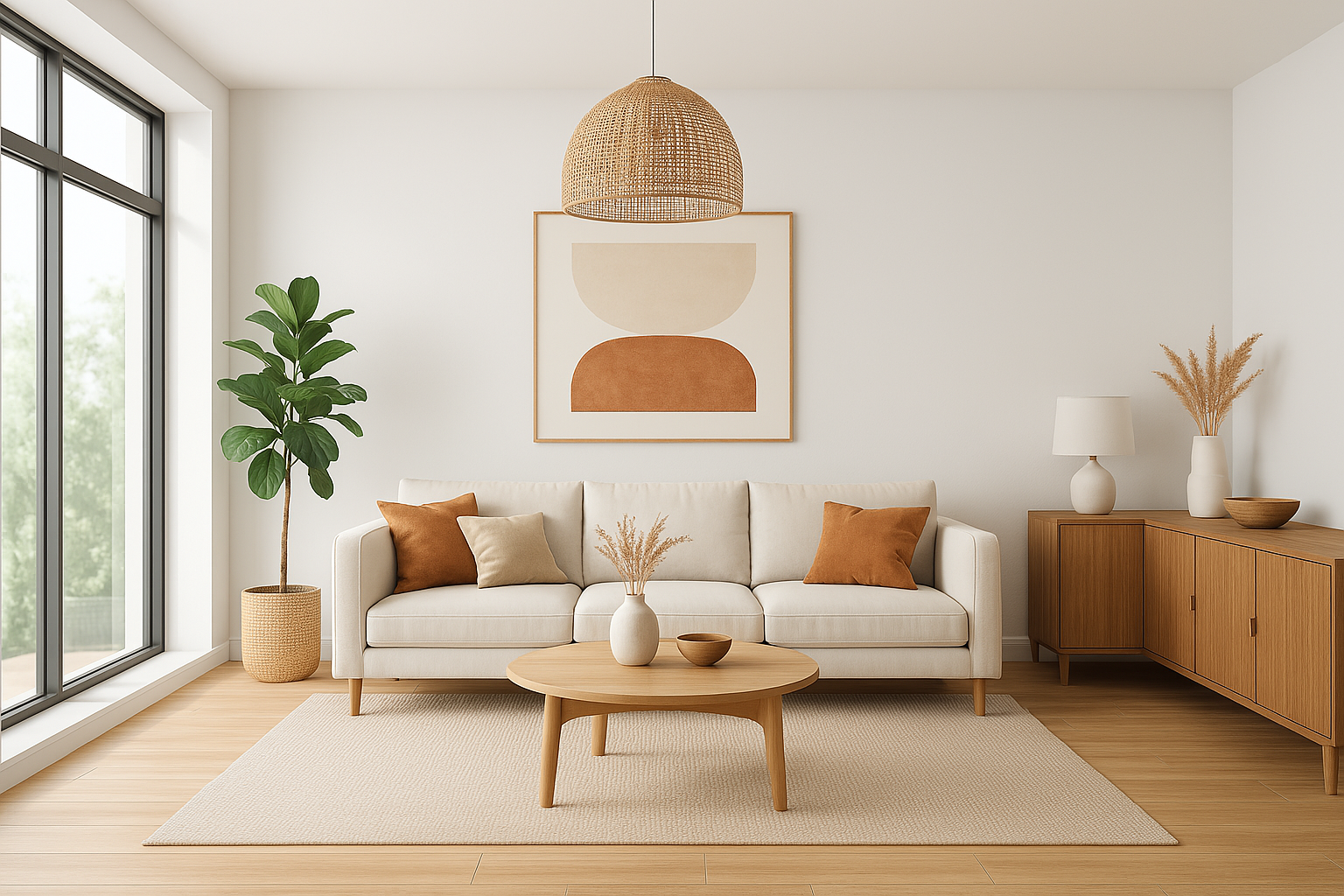 The same room transformed by Decorythm's AI